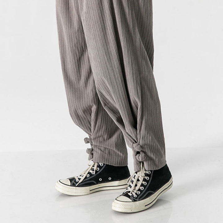 Buddha Stones Fall Winter Men's Pure Color Button Design Cotton Straight Leg Pants With Pockets - image 13