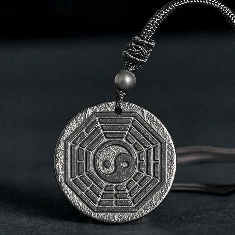 Buddha Stones Authentic Shungite Stone Yin Yang Bagua Protection Necklace Pendant - Shungite Stone(Protection ♥ Grounding) - 35-40mm - image 0