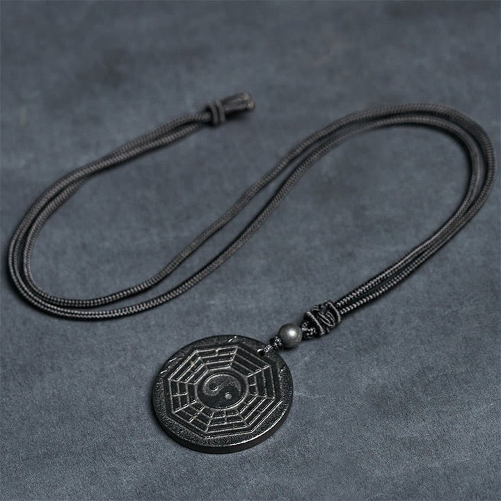 Buddha Stones Authentic Shungite Stone Yin Yang Bagua Protection Necklace Pendant - image 6