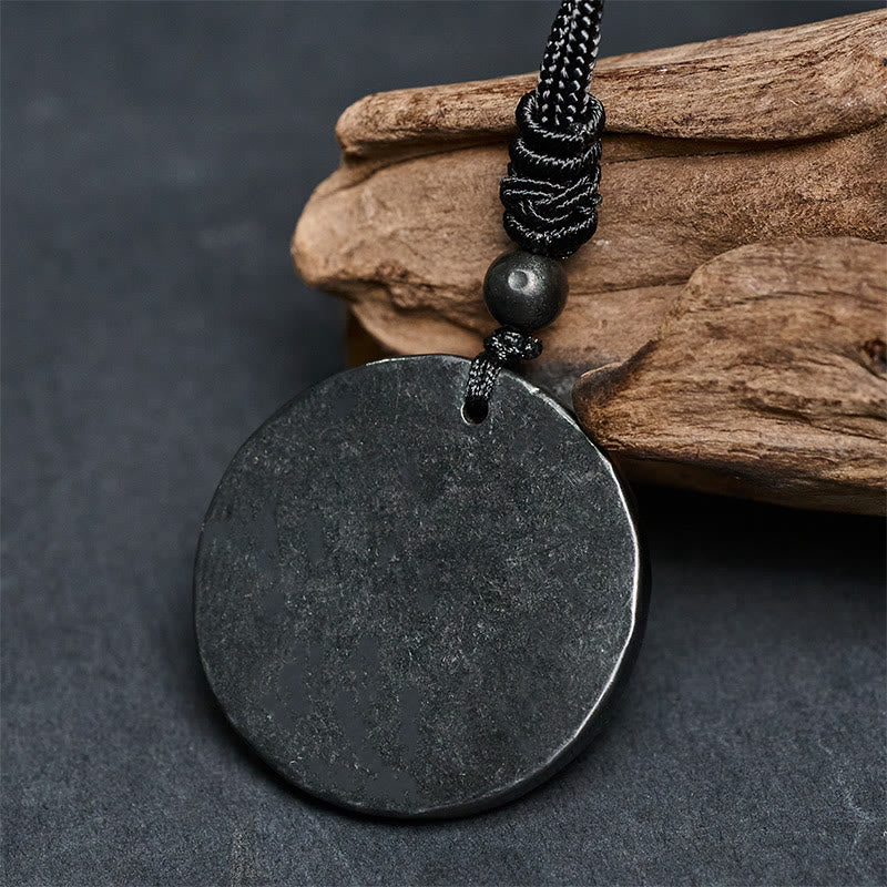Buddha Stones Circle Simple Design Authentic Shungite Stone Protection Necklace Pendant - image 4