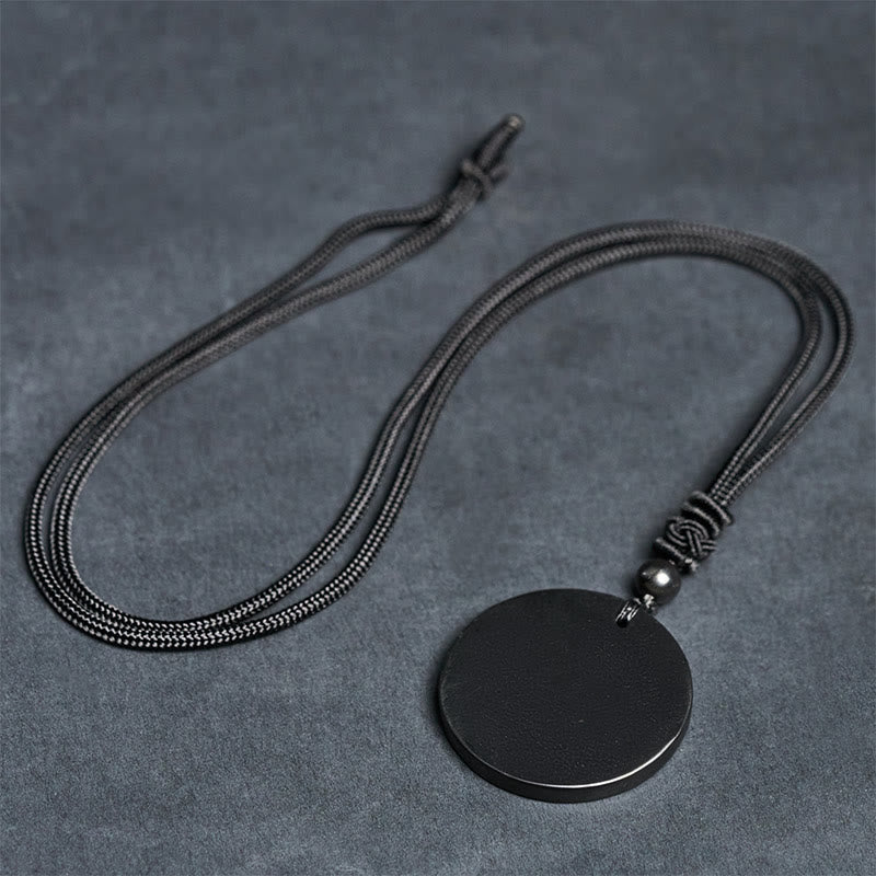 Buddha Stones Circle Simple Design Authentic Shungite Stone Protection Necklace Pendant - image 8