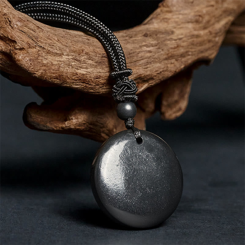 Buddha Stones Geometric Round Authentic Shungite Stone Rope Inner Strength Necklace Pendant - image 3