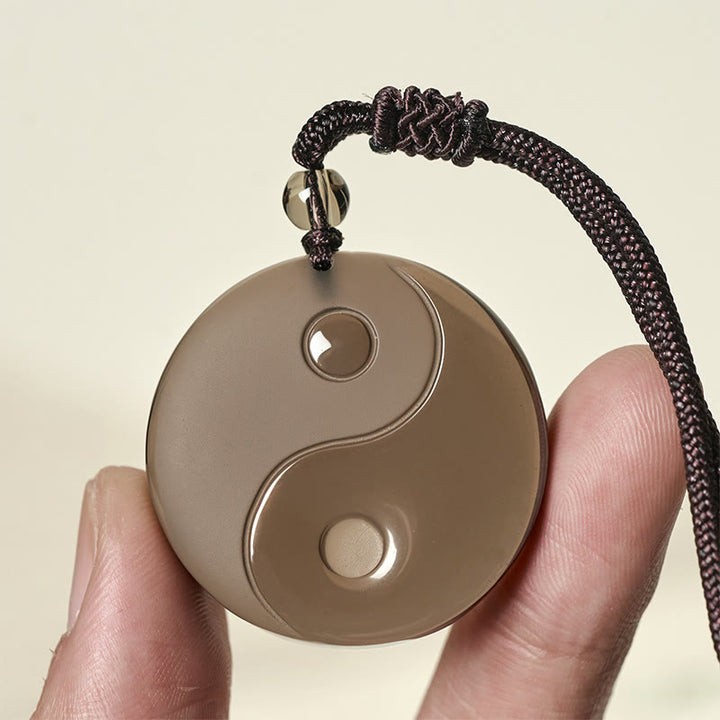 Buddha Stones Yin Yang Symbol Ice Obsidian Positive Necklace Pendant - image 3