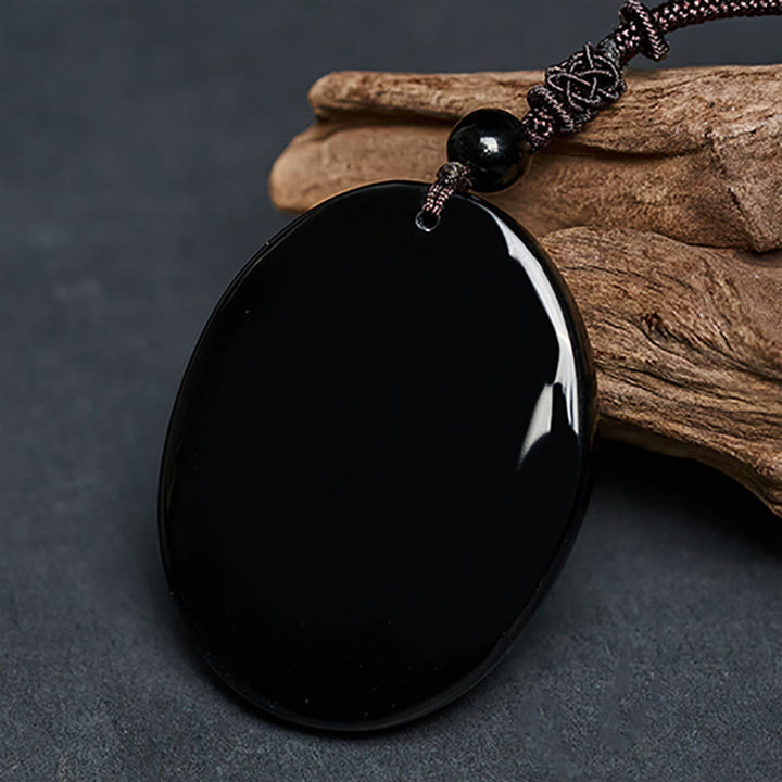 Buddha Stones Wolf Head Natural Black Obsidian Strength Necklace Pendant - image 4
