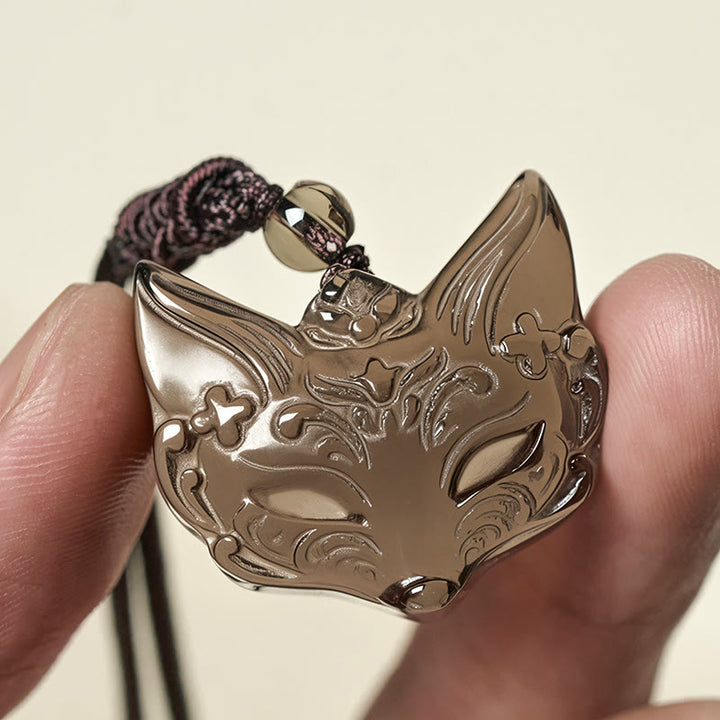 Buddha Stones Relief Fox Design Silver Sheen Obsidian Ice Obsidian Protection Necklace Pendant - image 12