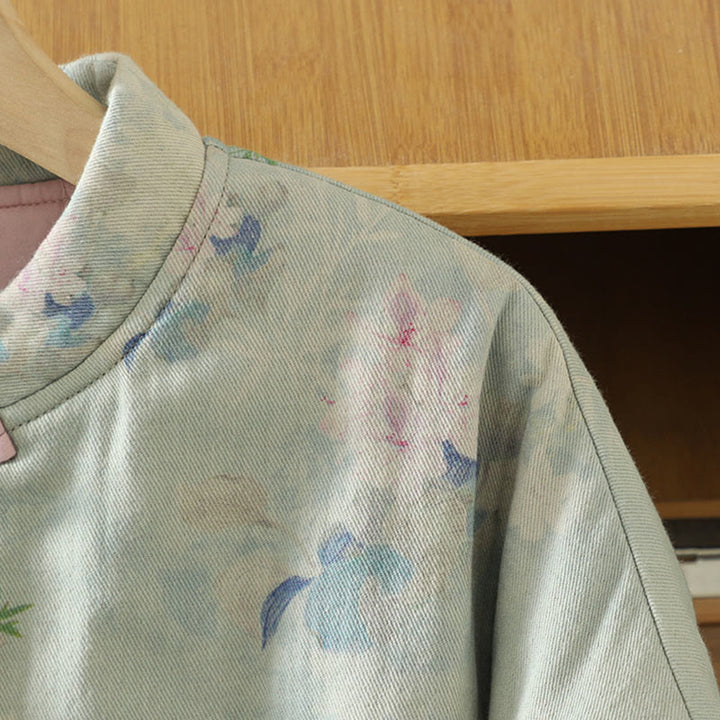 Buddha Stones Frog-button Flower Pattern Crew Neck Thickened Long Sleeve Women's Coat  - image 15