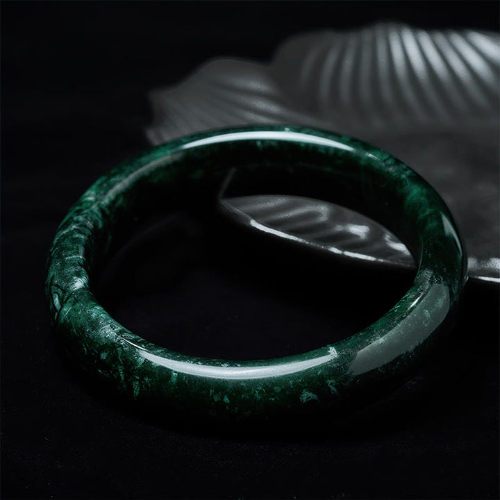 Buddha Stones Nanyang Black-Green Jade Protection Cuff Bangle Bracelet - image 2