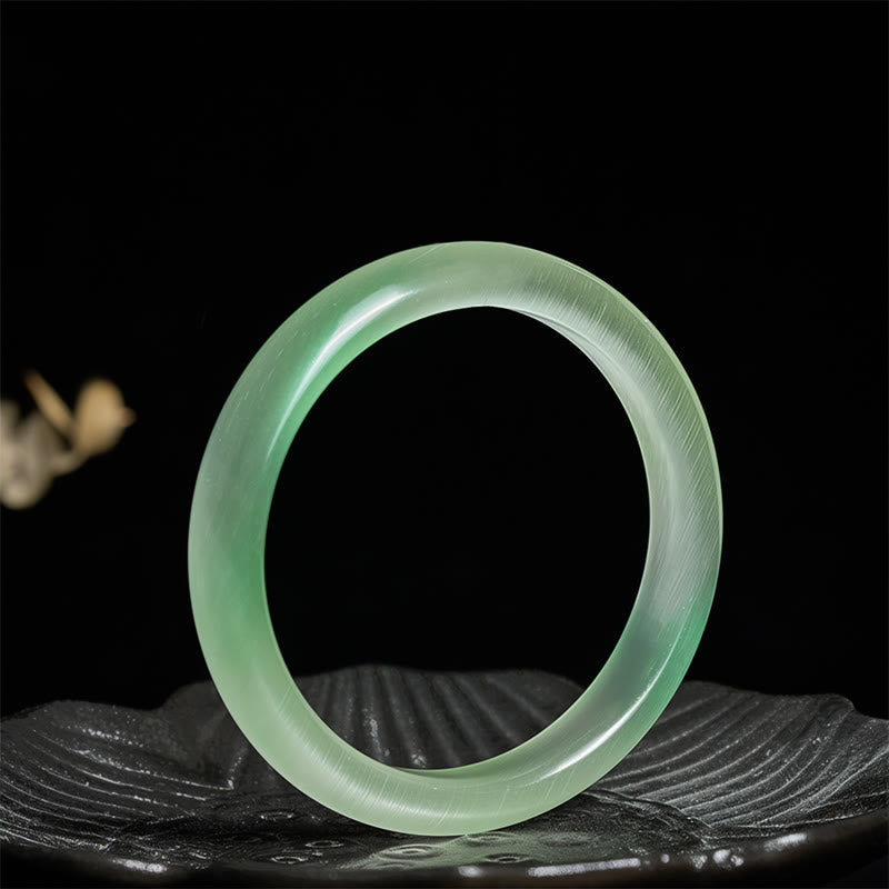 Buddha Stones Chrysoberyl Cat's Eye Thin Peace Support Cuff Bangle Bracelet - image 2