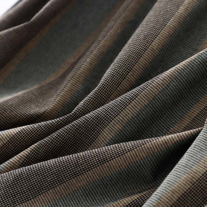 Buddha Stones Lapel Color Blocking Design Long Sleeve Cotton Midi Dress With Pockets - image 7