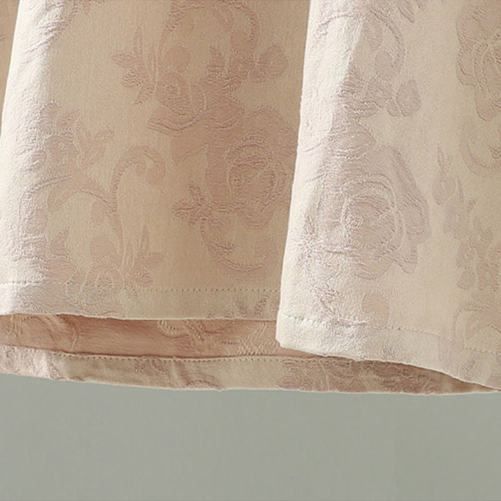 Buddha Stones Stand Collar Frog-Button Flower Pattern Embroidery Design Long Sleeve Midi Dress - image 8