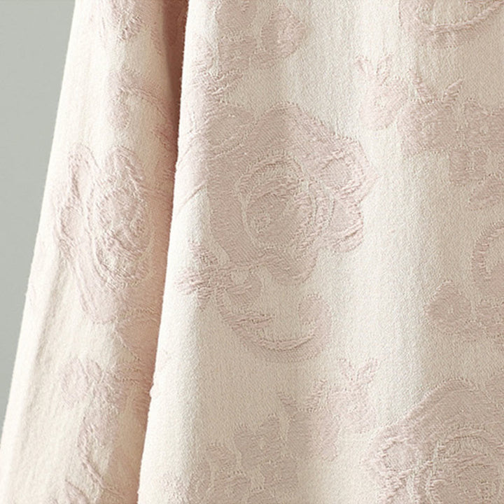 Buddha Stones Stand Collar Frog-Button Flower Pattern Embroidery Design Long Sleeve Midi Dress - image 7