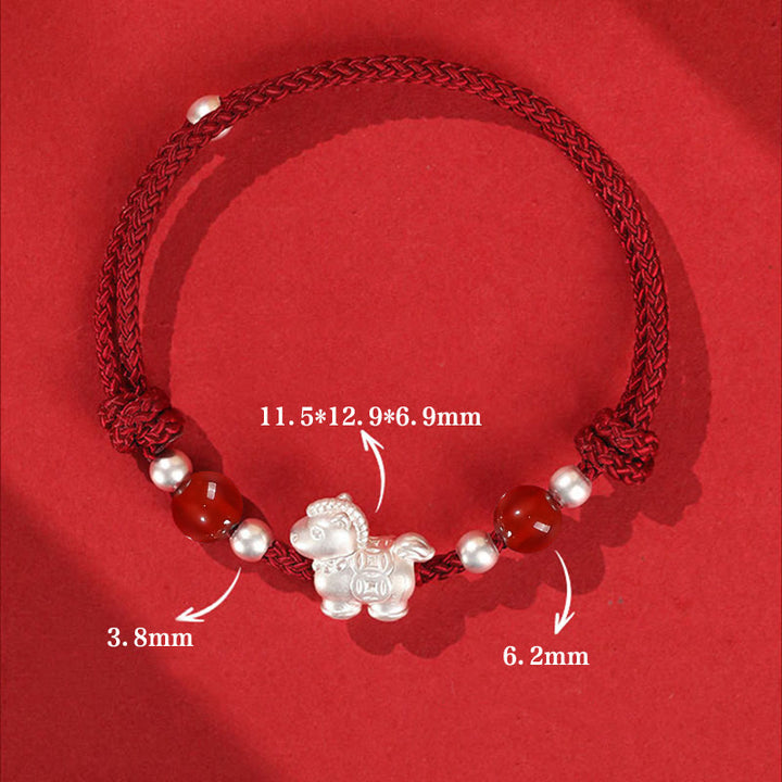 Buddha Stones 999 Sterling Silver Red Agate Year Of The Horse Prosperity String Bracelet - image 15