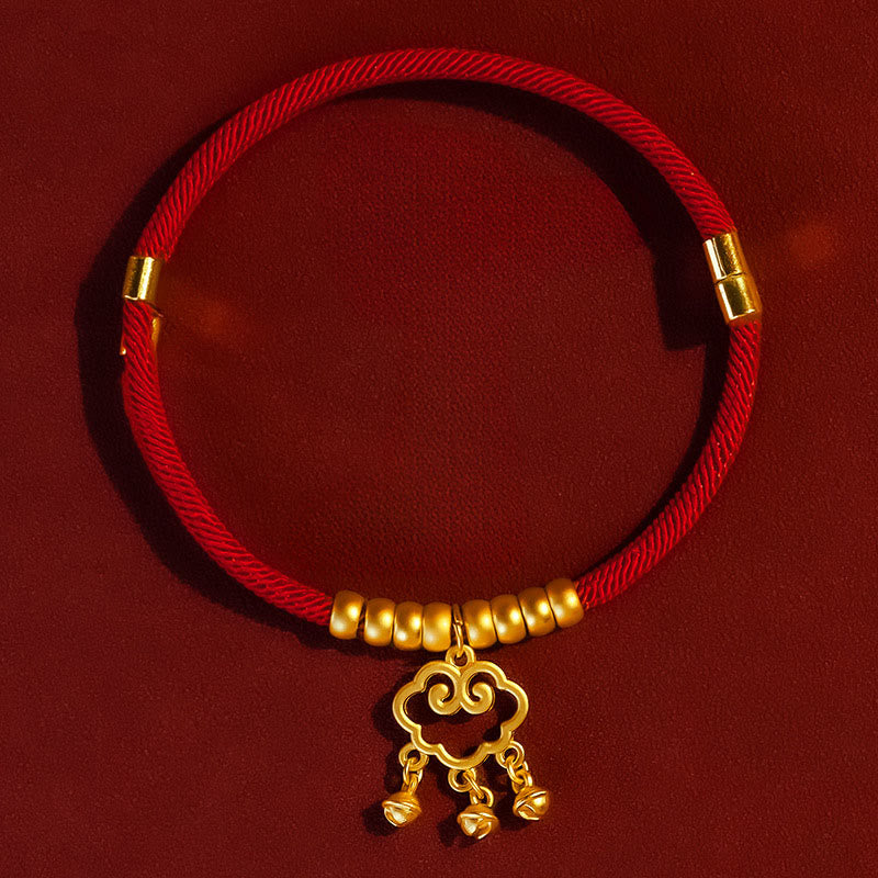 Buddha Stones Red String Peach Wood Bead Protection Adjustable Cats Small Dogs Pet Collar - Auspicious Cloud Pendant - 25-50cm - image 8