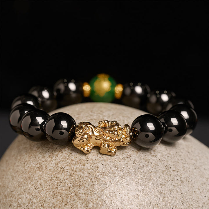Buddha Stones Black Onyx Green Agate Beads Pi Xiu Protection Bracelet - image 7