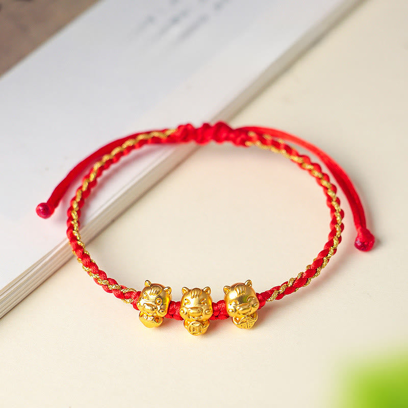 Buddha Stones Fu Character 999 Sterling Silver Year Of The Horse Prosperity Red String Bracelet - image 2