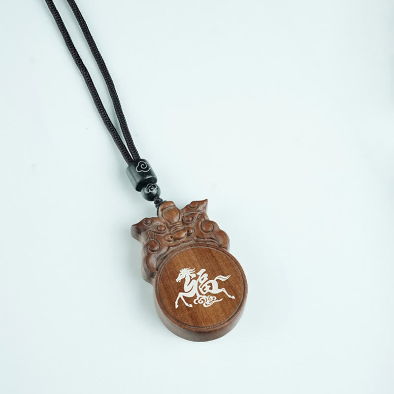 Buddha Stones Year Of The Horse Fu Character Ebony Wood Jujube Wood Balance Necklace Pendants - image 10