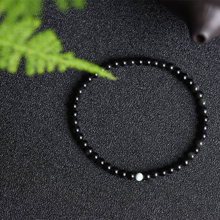 Buddha Stones Black Obsidian Turquoise Strength Fulfilment Bracelet - image 1
