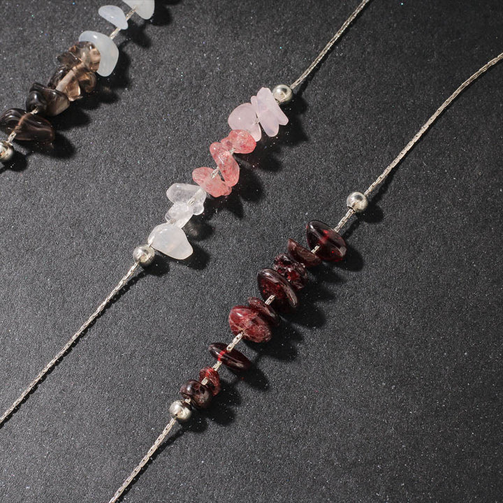 Buddha Stones Black Obsidian Smoky Quartz Garnet Aquamarine Strawberry Quartz Pink Crystal Strength Necklace Pendant - image 29