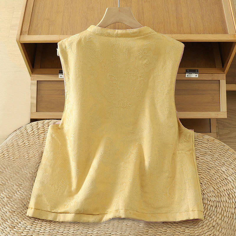 Buddha Stones Flower Pattern Frog-Button Women's Cotton Sleeveless Vest Waistcoat - image 11