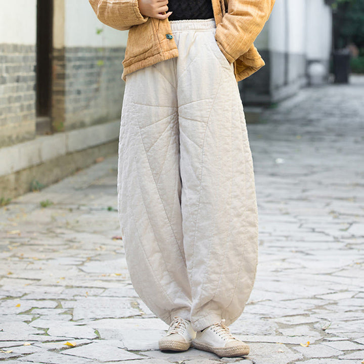 Buddha Stones Plain Cotton Thick Women's 7-8 Length Pants With Pockets - image 6