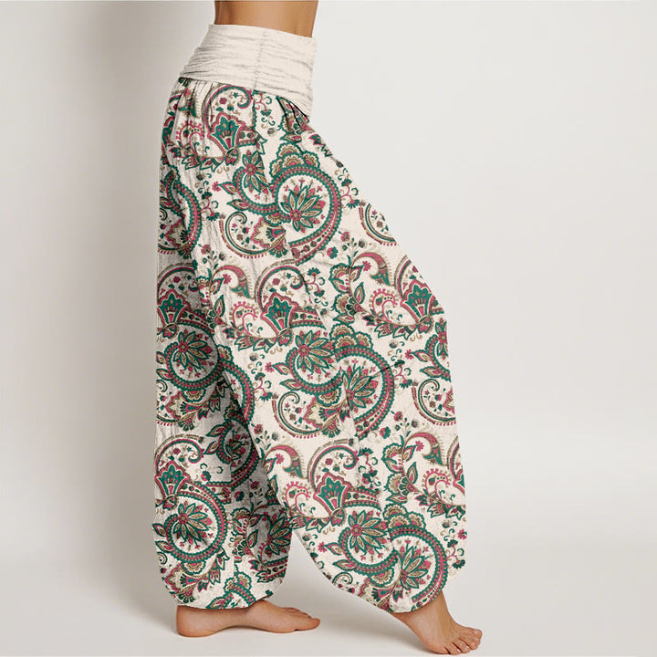 Buddha Stones Cotton Retro Complex Flowers Leaves Vine Pattern Women's Elastic Waist Harem Pants - image 7