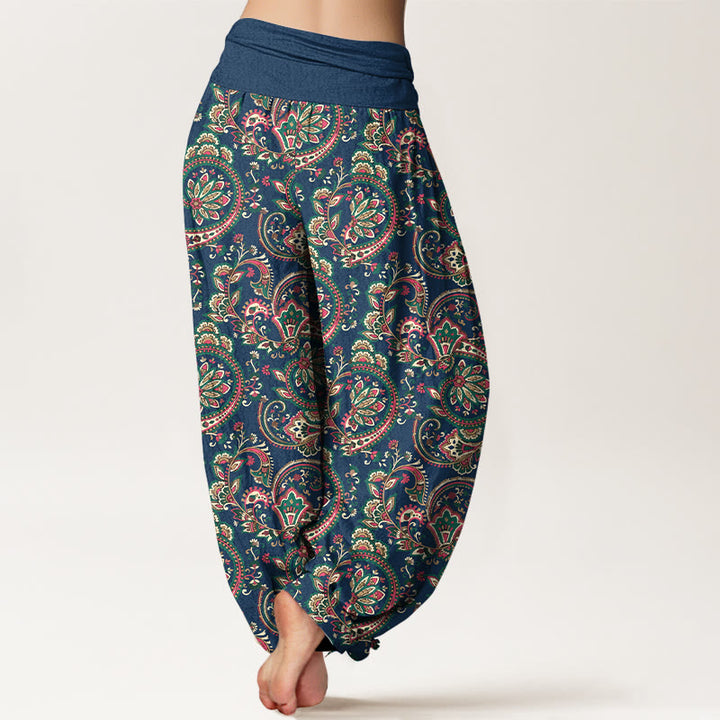 Buddha Stones Cotton Retro Complex Flowers Leaves Vine Pattern Women's Elastic Waist Harem Pants - image 9