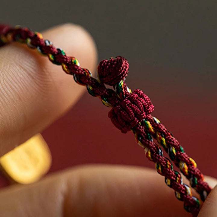 Buddha Stones Lucky Fortune Charm Hetian Cyan Jade White Jade Multicolored Braided String Prosperity Bracelet - image 17