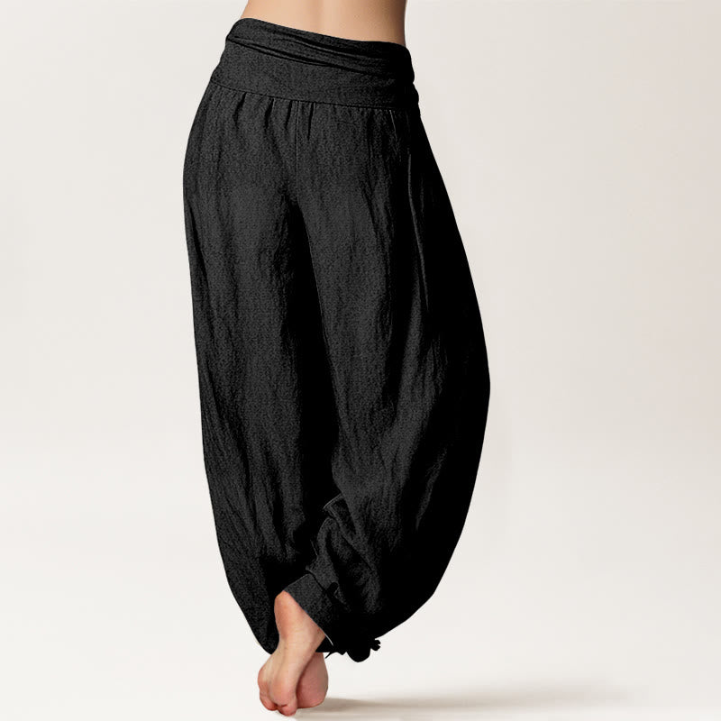 Buddha Stones Pure Cotton Brightly Colored Fruit Branches Pattern Women's Elastic Waist Harem Pants - image 6