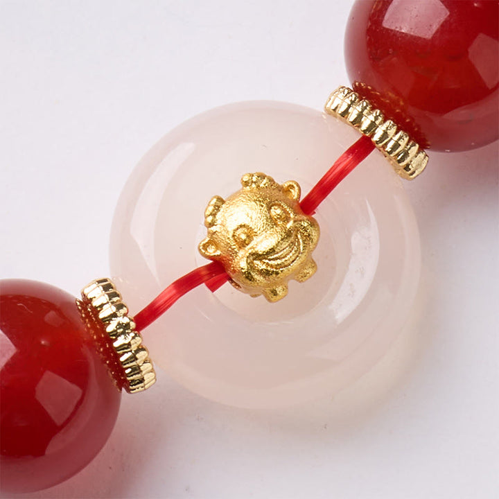 Buddha Stones Chinese Zodiac Year Of The Horse Peace Buckle Red Agate White Chalcedony Confidence Bracelet - image 13