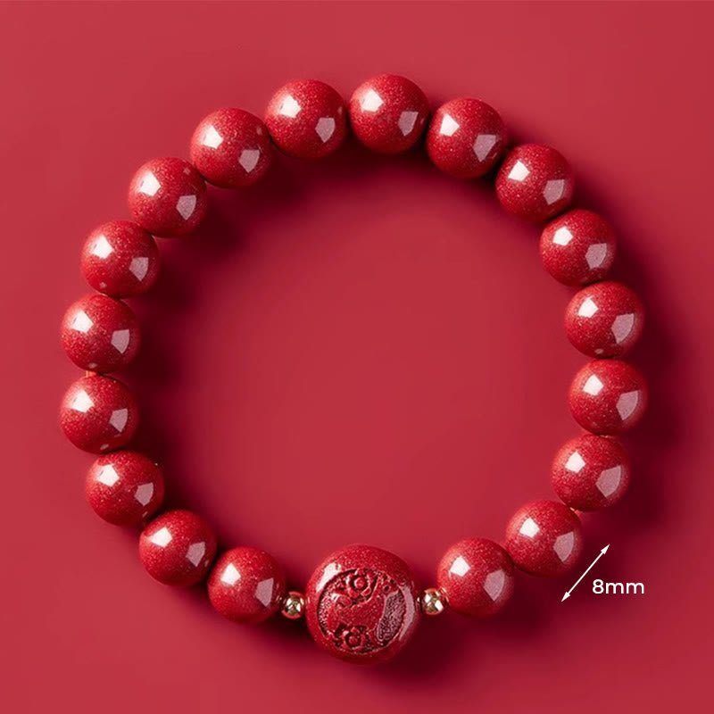 Buddha Stones Chinese Zodiac Year Of The Horse Carved Cinnabar Peaceful Blessing Bracelet - 8mm Dog - image 37