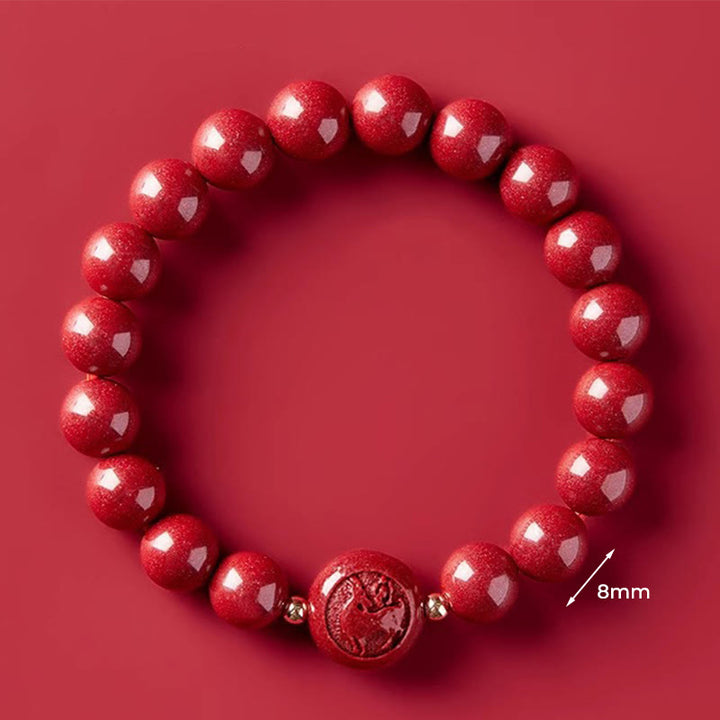 Buddha Stones Chinese Zodiac Year Of The Horse Carved Cinnabar Peaceful Blessing Bracelet - 8mm Goat - image 34