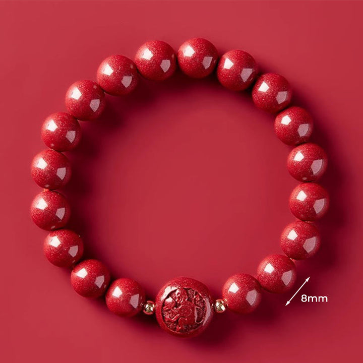 Buddha Stones Chinese Zodiac Year Of The Horse Carved Cinnabar Peaceful Blessing Bracelet - 8mm Monkey - image 35