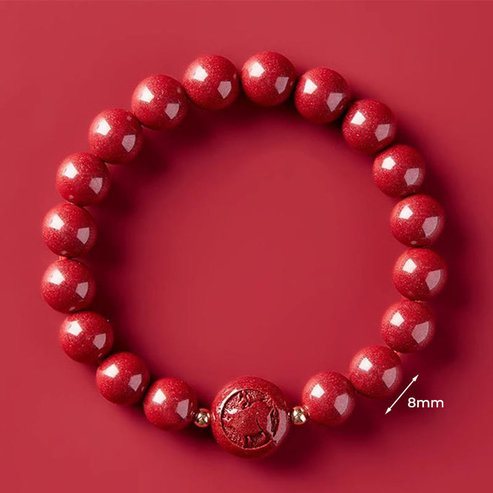 Buddha Stones Chinese Zodiac Year Of The Horse Carved Cinnabar Peaceful Blessing Bracelet - 8mm Pig - image 38