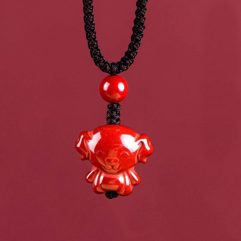 Buddha Stones Year Of The Horse Chinese Zodiac Engraved Design Cinnabar Blessing Rope Necklace Pendants - Dog - image 36