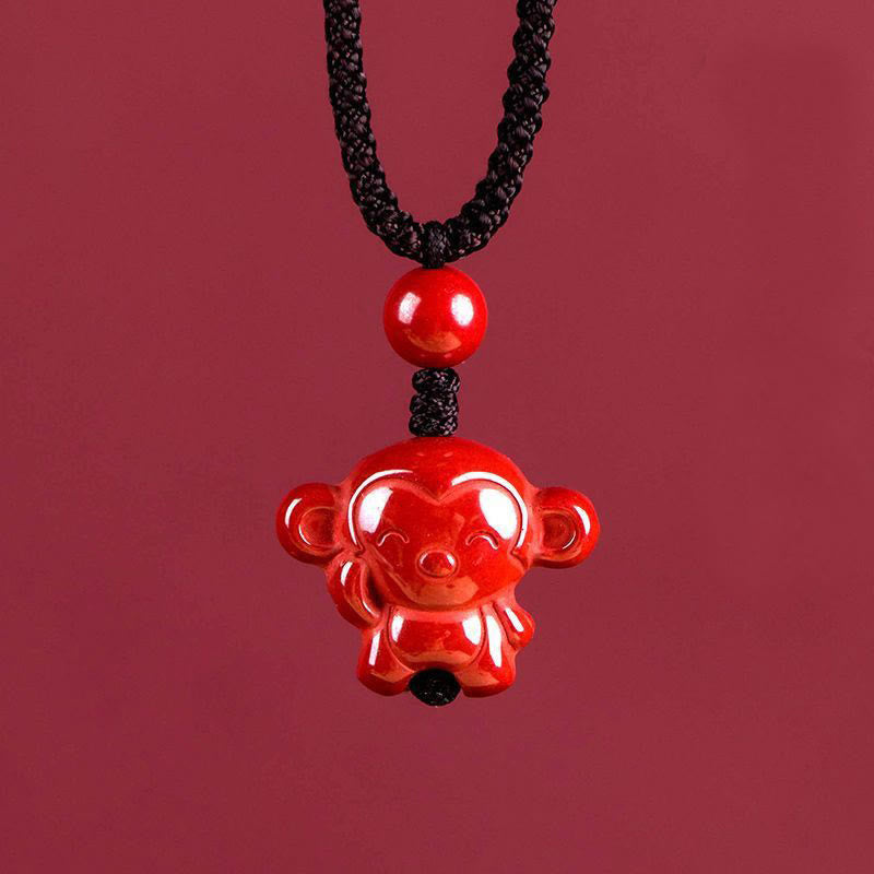 Buddha Stones Year Of The Horse Chinese Zodiac Engraved Design Cinnabar Blessing Rope Necklace Pendants - Monkey - image 32
