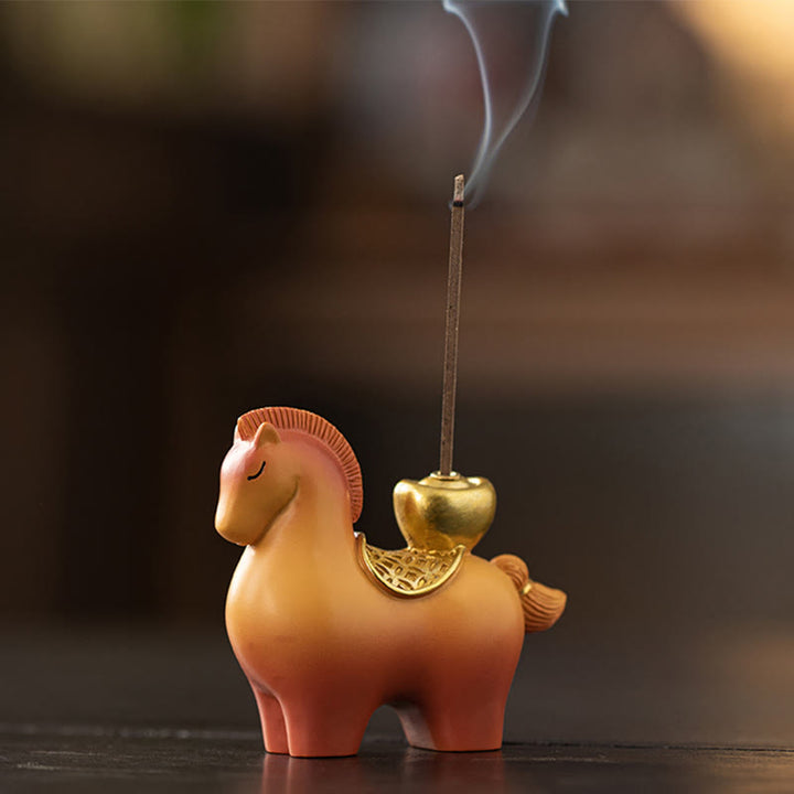 Buddha Stones Year Of The Horse 2026 New Year Ingot Attracting Wealth Home Decoration Incense Burner - Horse Ingot Incense Burner (6.3*2.7*5.6cm) - image 0