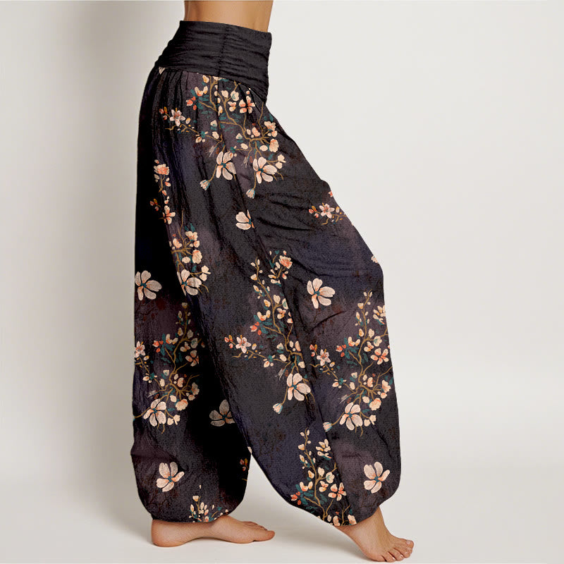 Buddha Stones Pure Cotton Cherry Blossom Women's Elastic Waist Harem Pants - image 2