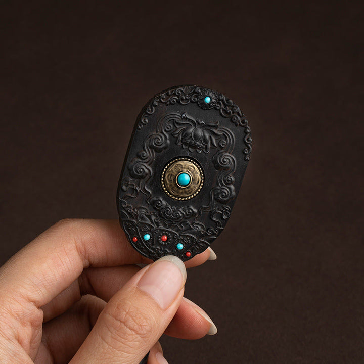 Buddha Stones Chinese Zodiac Natal Buddha Year of the Horse Om Mani Padme Hum Lotus Ebony Blessing Key Chain - image 6