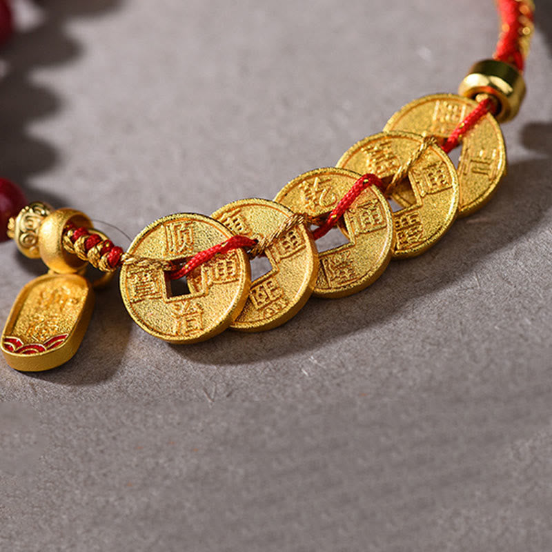 Buddha Stones Five-Emperor Coins Copper Amethyst Cinnabar Black Red String Balance Attract Fortune Bracelet - image 21