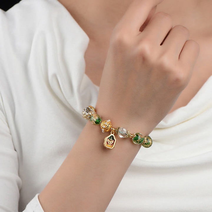 Buddha Stones Liuli Glass 925 Sterling Silver Copper Keep Away Evil Spirits Bracelet - image 11