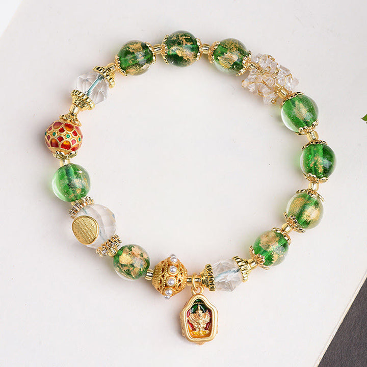 Buddha Stones Liuli Glass 925 Sterling Silver Copper Keep Away Evil Spirits Bracelet - Liuli Glass 925 Sterling Silver(Wrist Circumference: 16-17cm) - image 0