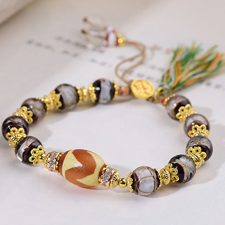 Buddha Stones Liuli Glass Dzi Beads Blessings Bracelet - image 7