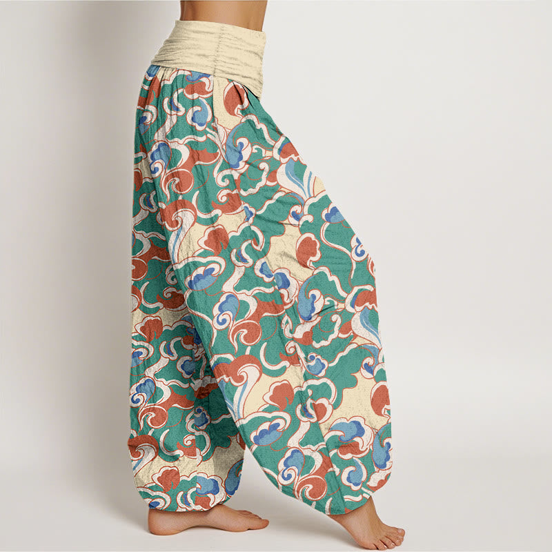 Buddha Stones Pure Cotton Small Clouds Gathered Women's Elastic Waist Harem Pants - image 2