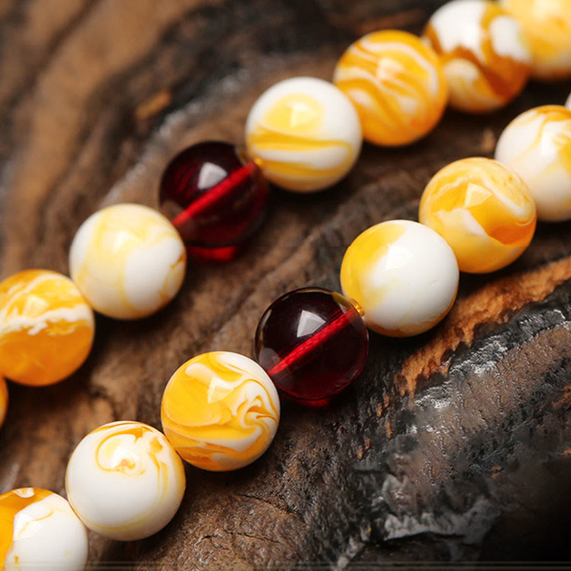 Buddha Stones Tibetan White Yellow 108 Beads Amber Mala - image 5