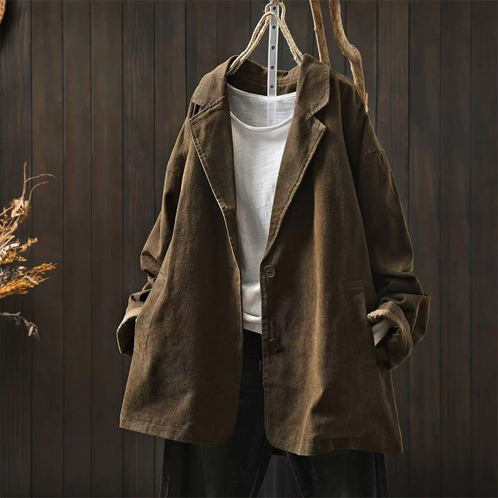 Buddha Stones Spring Fall Buttons Lapel Collar Long Sleeve Mid-length Women's Jacket With Pockets - SaddleBrown - US4-8/10，UK/AU8-12/14，EU36-40/42 (F) - image 12