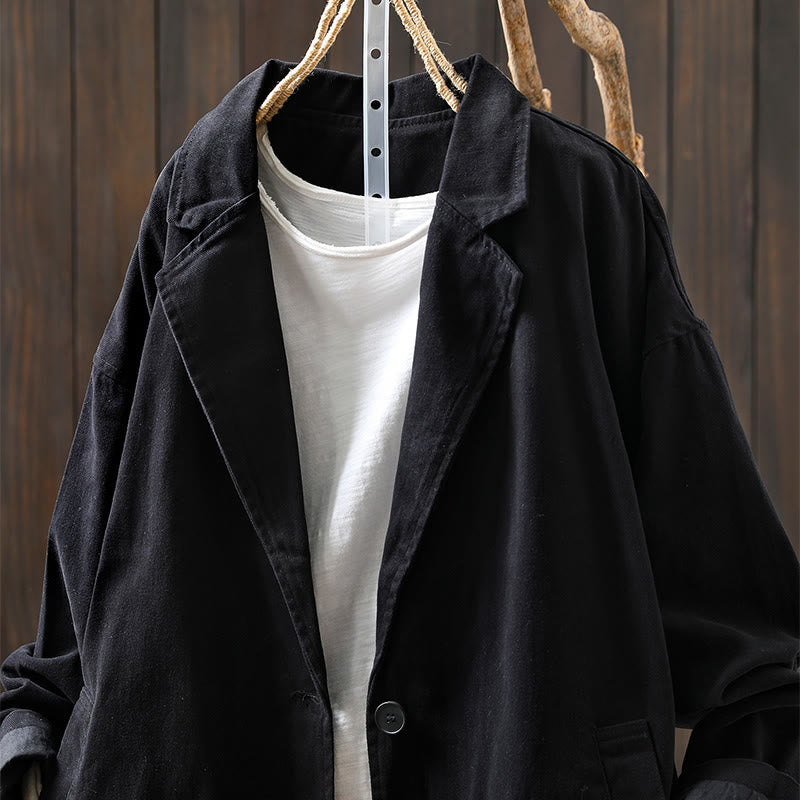 Buddha Stones Spring Fall Buttons Lapel Collar Long Sleeve Mid-length Cotton Women's Jacket With Pockets - image 21