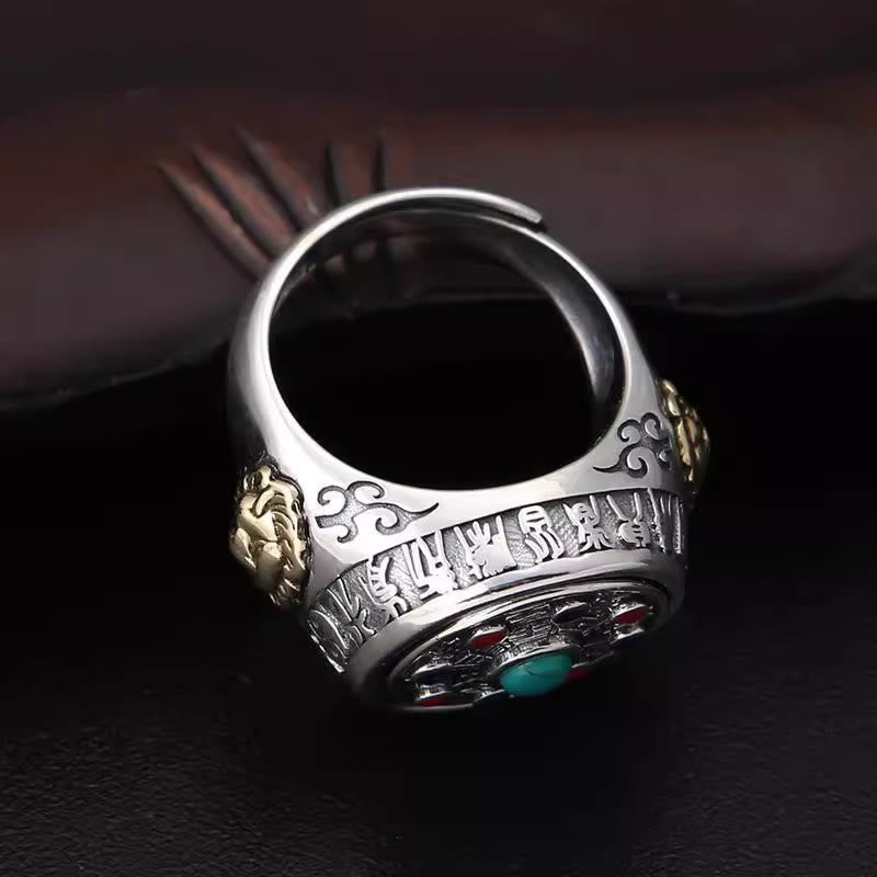 Buddha Stones Copper Bagua Copper Coins Wealth Rotatable Adjustable Ring - image 8