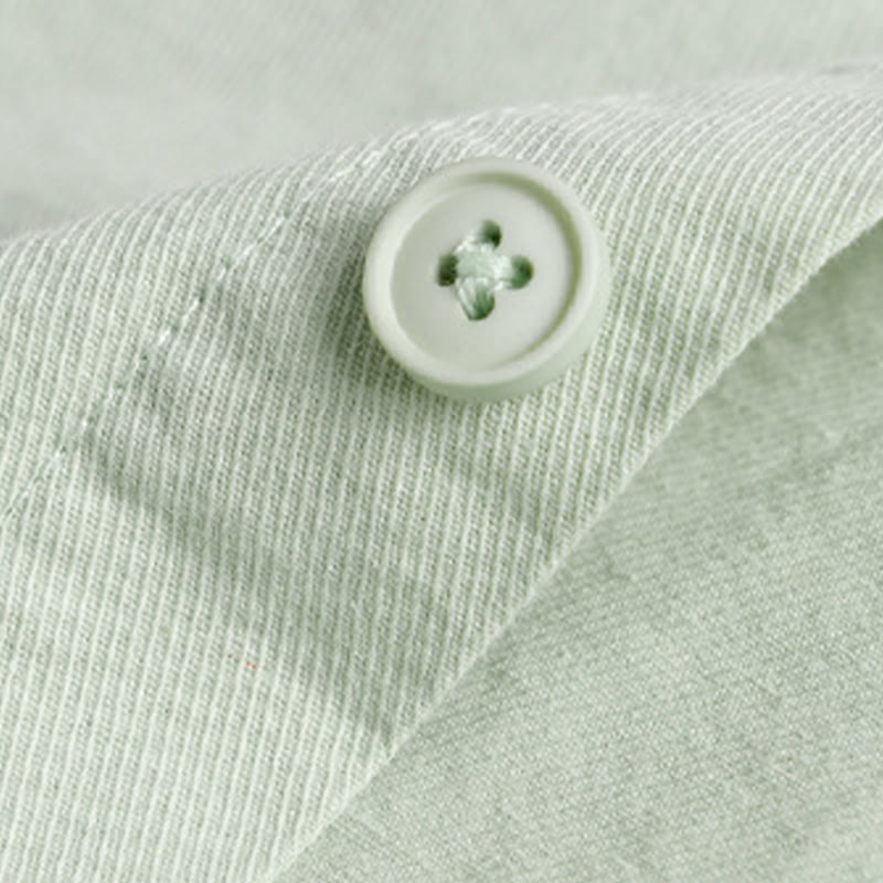 Buddha Stones Spring Solid Buttons Down Decorative Pocket Men's Stand Collar Long Sleeve Cotton Shirt - image 9