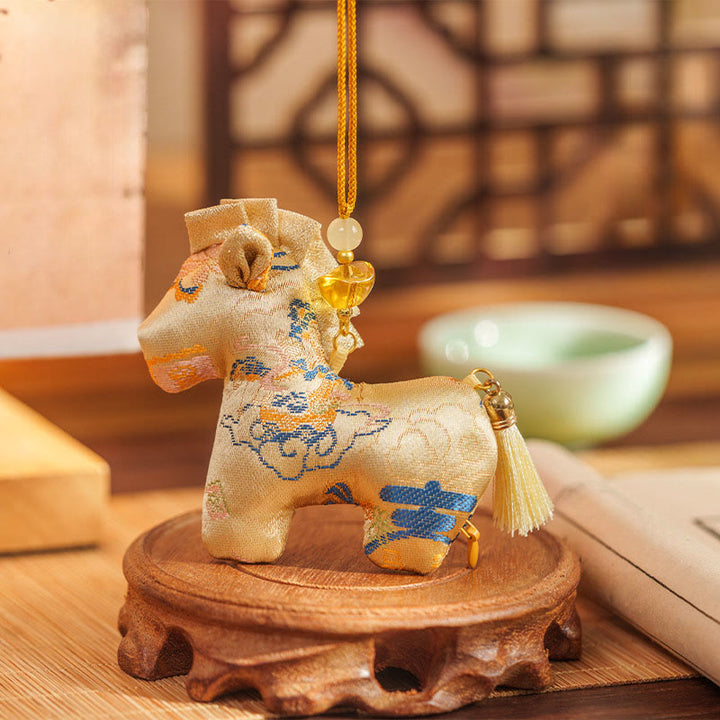 Buddha Stones Year Of The Horse Red String Tassel Embroidery Hanging Decoration - Yellow Horse (10.5*9cm) - image 11