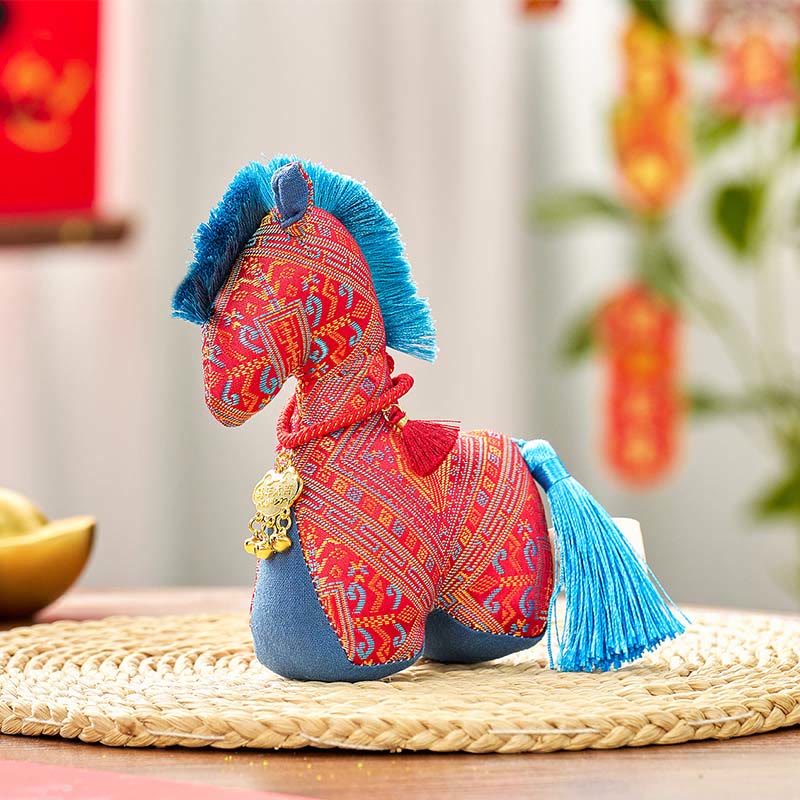 Buddha Stones Year Of The Horse Red String Embroidery Ingot Tassel Decoration - Red Horse - 16*12cm - image 1
